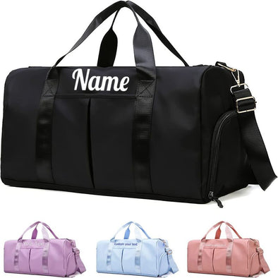 Personalized Duffle Bag with Embroidered Name, Sport Gym Travel Bags Custom Dry Wet Separated Bag