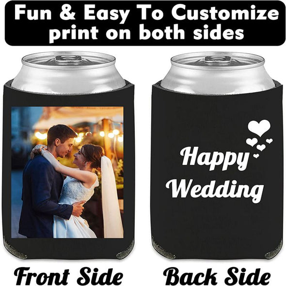 Custom Beer Can Cooler Sleeves Bulk Personalized Insulated Beverage Bottle Holder with Logo Image Text for Wedding Birthday Party
