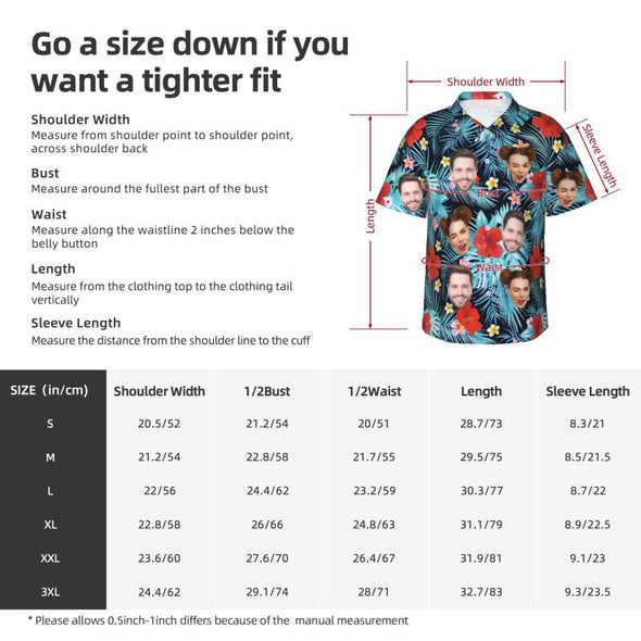 Custom Hawaiian Shirt with Face for Men, Personalized Photo Summer Short Sleeve Button Down Shirts