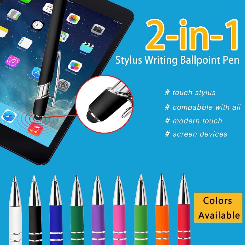 Kingluu Up To 500 Pcs Custom Pens Bulk,Personalized Ballpoint Pens With Stylus,Black Ink Customized Pen With Your Name Message Logo Text For Business Graduation Anniversaries 100 Pcs/Pack Blue-Purple