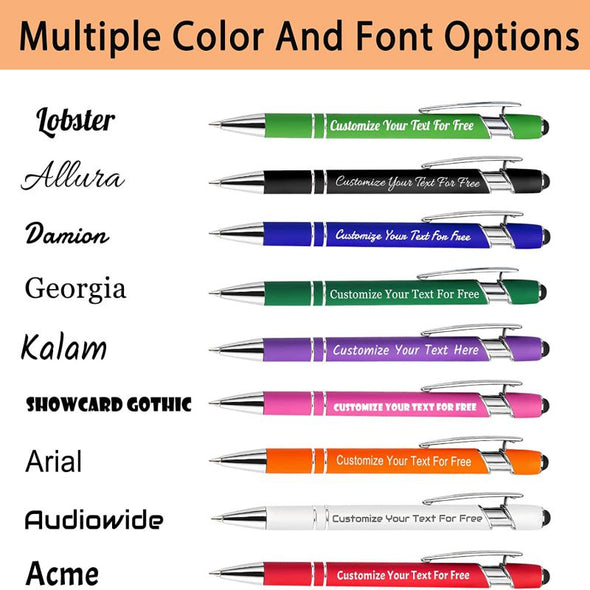 Personalized Pens Bulk, Custom Pens with Free Engraving, Customized Stylus Tip Ballpoint Pen with Your Name Massage Text for School Office Business Graduation Anniversaries-10 Packs