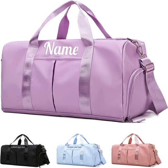 Personalized Duffle Bag with Embroidered Name, Sport Gym Travel Bags Custom Dry Wet Separated Bag