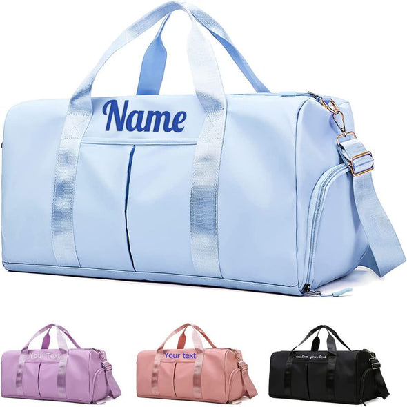 Personalized Duffle Bag with Embroidered Name, Sport Gym Travel Bags Custom Dry Wet Separated Bag