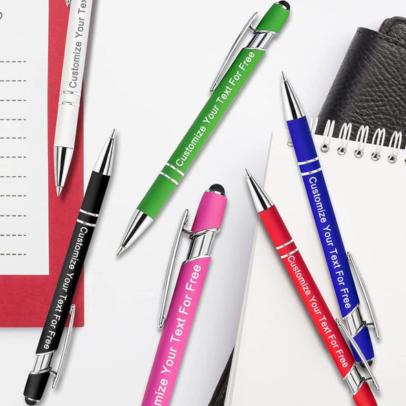 Personalized Pens Bulk, Custom Pens with Free Engraving, Customized Stylus Tip Ballpoint Pen with Your Name Massage Text for School Office Business Graduation Anniversaries-10 Packs