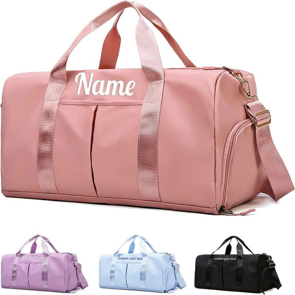 Personalized Duffle Bag with Embroidered Name, Sport Gym Travel Bags Custom Dry Wet Separated Bag