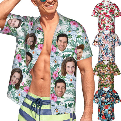 Custom Hawaiian Shirt with Face for Men, Personalized Photo Summer Short Sleeve Button Down Shirts