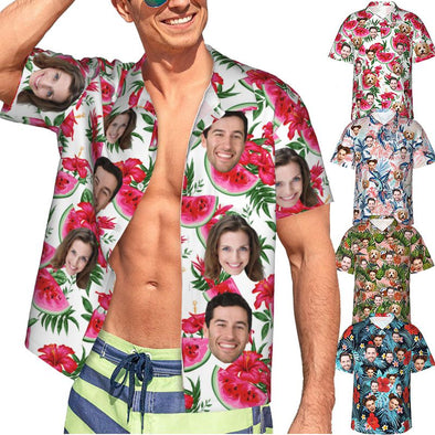 Custom Hawaiian Shirt with Face for Men, Personalized Photo Summer Short Sleeve Button Down Shirts