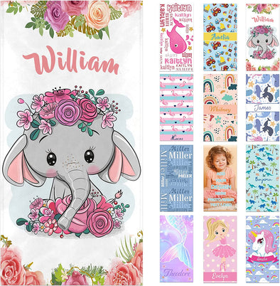 Personalized Beach Towels for Kids with Names, Microfiber Quick Dry Custom Beach Towels for Girls Boys