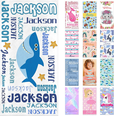 Personalized Beach Towels for Kids with Names, Microfiber Quick Dry Custom Beach Towels for Girls Boys