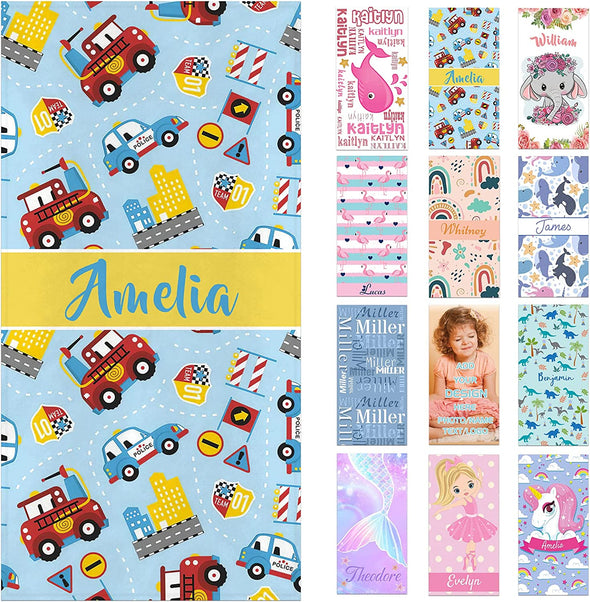 Personalized Beach Towels for Kids with Names, Microfiber Quick Dry Custom Beach Towels for Girls Boys