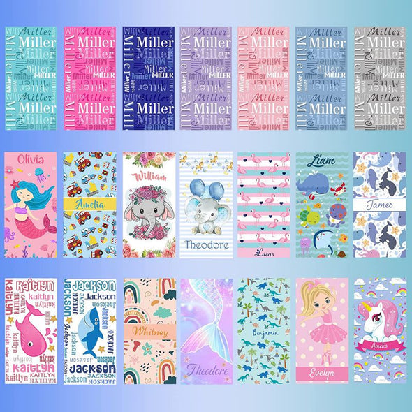 Personalized Beach Towels for Kids with Names, Microfiber Quick Dry Custom Beach Towels for Girls Boys