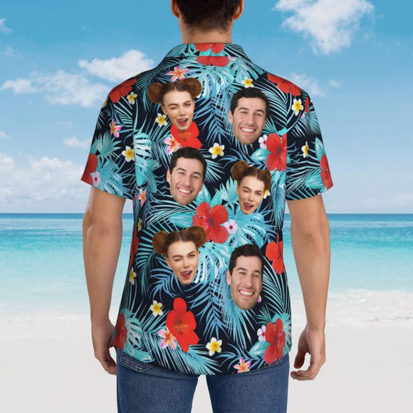 Custom Hawaiian Shirt with Face for Men, Personalized Photo Summer Short Sleeve Button Down Shirts