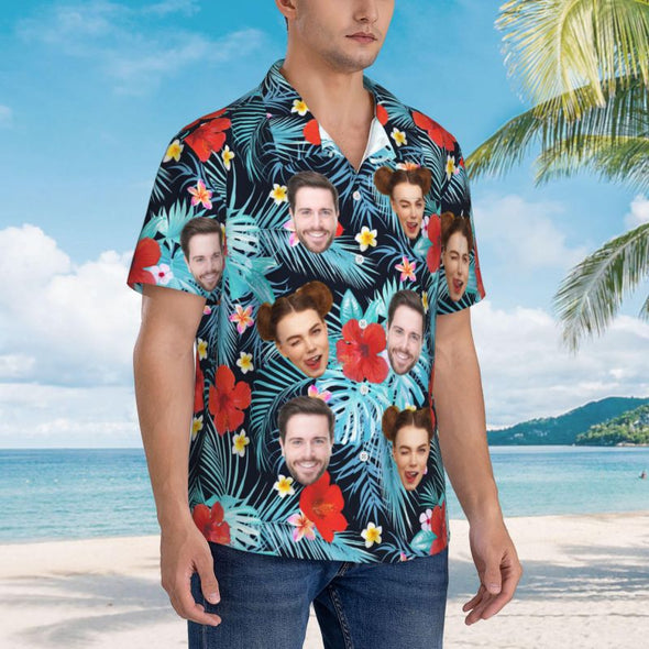 Custom Hawaiian Shirt with Face for Men, Personalized Photo Summer Short Sleeve Button Down Shirts