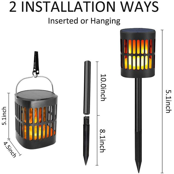Solar Lantern Lights Outdoor Hanging Tabletop-Solar Flame Torch Waterproof Decorative Lights