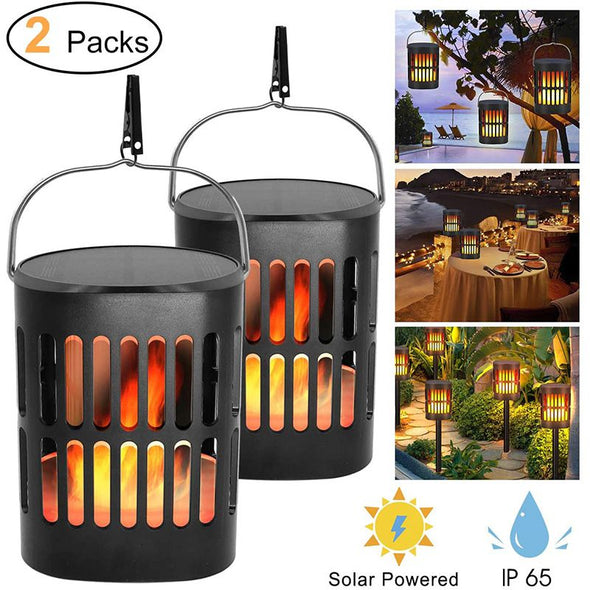 Solar Lantern Lights Outdoor Hanging Tabletop-Solar Flame Torch Waterproof Decorative Lights