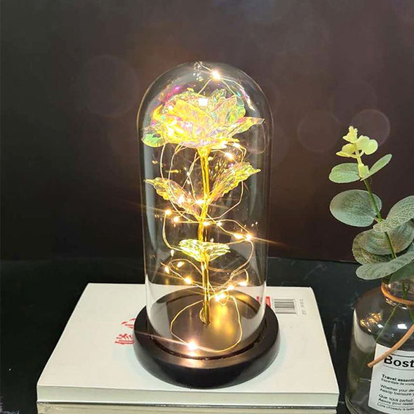 Galaxy Rose Artificial Colorful Rose Flower Glass Lamp, Immortal Simulation Rose Flower for Christmas, Mother's Day Gifts
