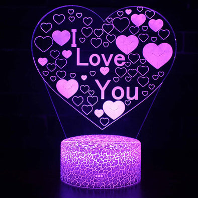 I Love U Heart Acrylic Light 7 Colors Changing 3D Lamp for Christmas, Mother's Day Gifts