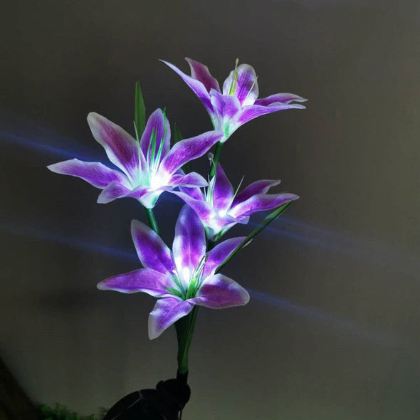 Lily Solar Powered Flower Lights,Waterpoof Solar Garden Stake Lights