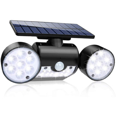 Solar Lights Outdoor, 30 LED Solar Security Lights with Motion Sensor Dual Head Spotlights