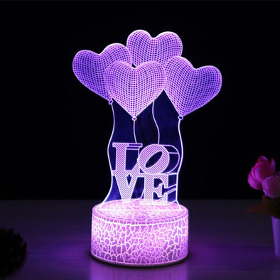 3D Love Heart Night Light,7 Color Change 3D Acrylic Lamp with Smart Touch for Christmas, Mother's Day Gift