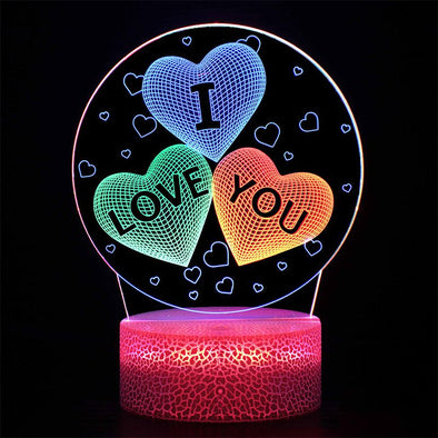 3D Hologram Lamp USB Acrylic Lights Heart Shaped, 3D Illusion Night Light for Christmas,Mother's Day Gifts