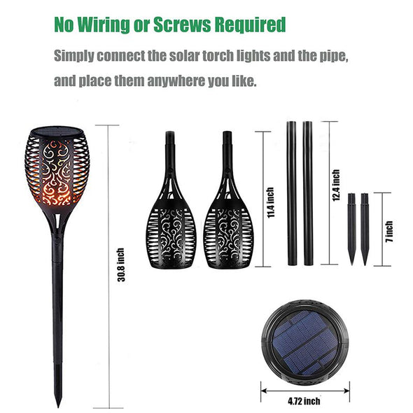 Outdoor Solar Flame Lights, Landscape Solar Torch Lights, Waterproof Flickering Flames Torches Lights
