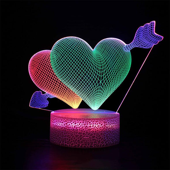 3D Hologram Lamp USB Acrylic Lights Heart Shaped, 3D Illusion Night Light for Christmas,Mother's Day Gifts