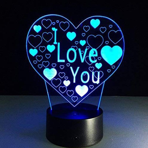 I Love U Heart Acrylic Light 7 Colors Changing 3D Lamp for Christmas, Mother's Day Gifts