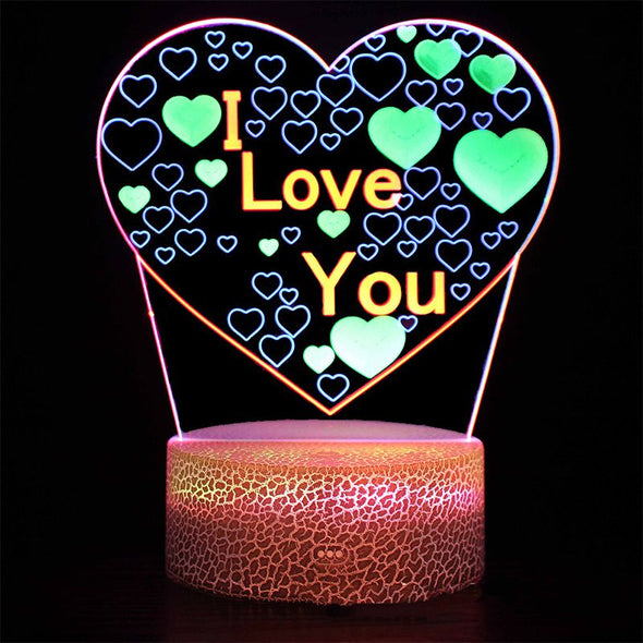 3D Hologram Lamp USB Acrylic Lights Heart Shaped, 3D Illusion Night Light for Christmas,Mother's Day Gifts
