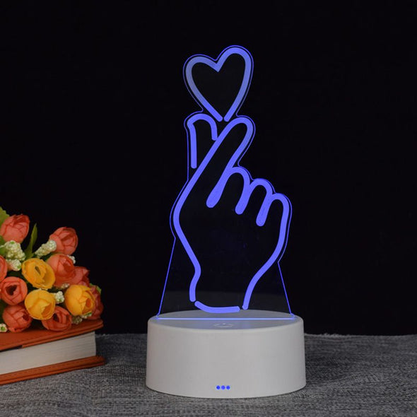 Finger Heart Night Light, 3D Heart Acrylic Lamp 7 Colors Change,Christmas,Mother's Day Gifts