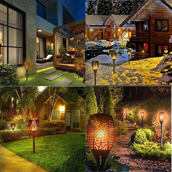 Outdoor Solar Flame Lights, Landscape Solar Torch Lights, Waterproof Flickering Flames Torches Lights