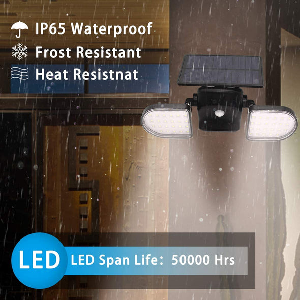 Solar Security Lights Motion Sensor Light Outdoor, Rotatable Dual Head Detected Flood Lights