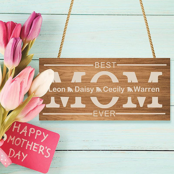 Custom Wood Sign for Mother's Day Gift, Personalized Mom 3D Wooden Sign with Name-Rectangle