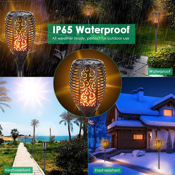Outdoor Solar Flame Lights, Landscape Solar Torch Lights, Waterproof Flickering Flames Torches Lights