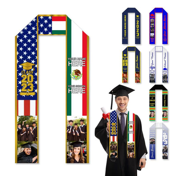 Custom Graduation Stole, Customize Stoles for Graduation 2023 Personalized Graduation Sash with Photos Text
