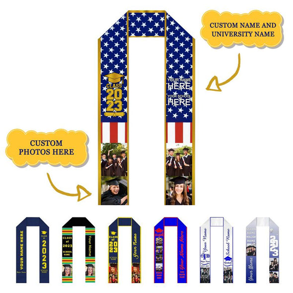 Custom Graduation Stole, Customize Stoles for Graduation 2023 Personalized Graduation Sash with Photos Text