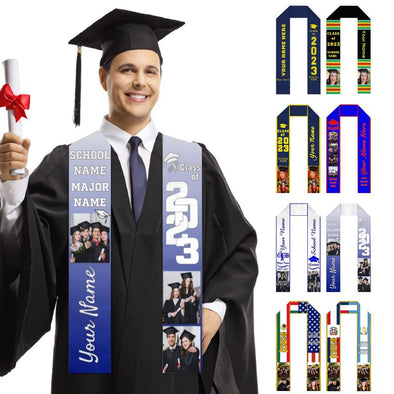 Personalized Graduation Stole, Custom Stoles for Graduation 2023 Graduation Sash with Photos Text