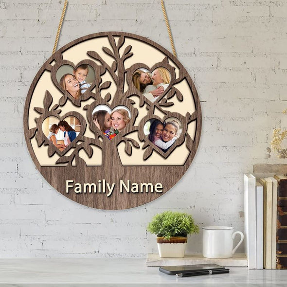 Personalized Wooden Name/Text Signs Custom Wood Family Circle Round Hanging Wall Art