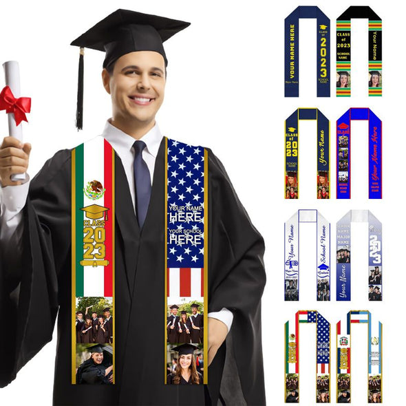 Personalized Graduation Stole, Custom Stoles for Graduation 2023 Graduation Sash with Photos Text