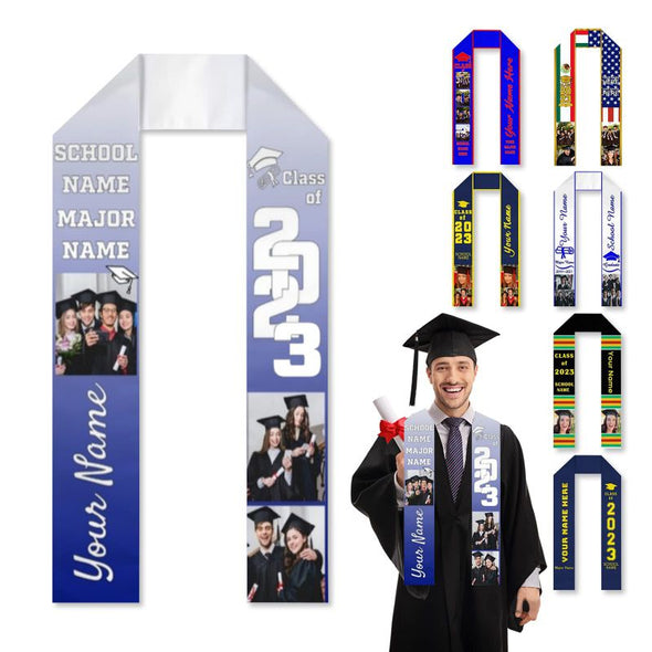 Custom Graduation Stole, Customize Stoles for Graduation 2023 Personalized Graduation Sash with Photos Text