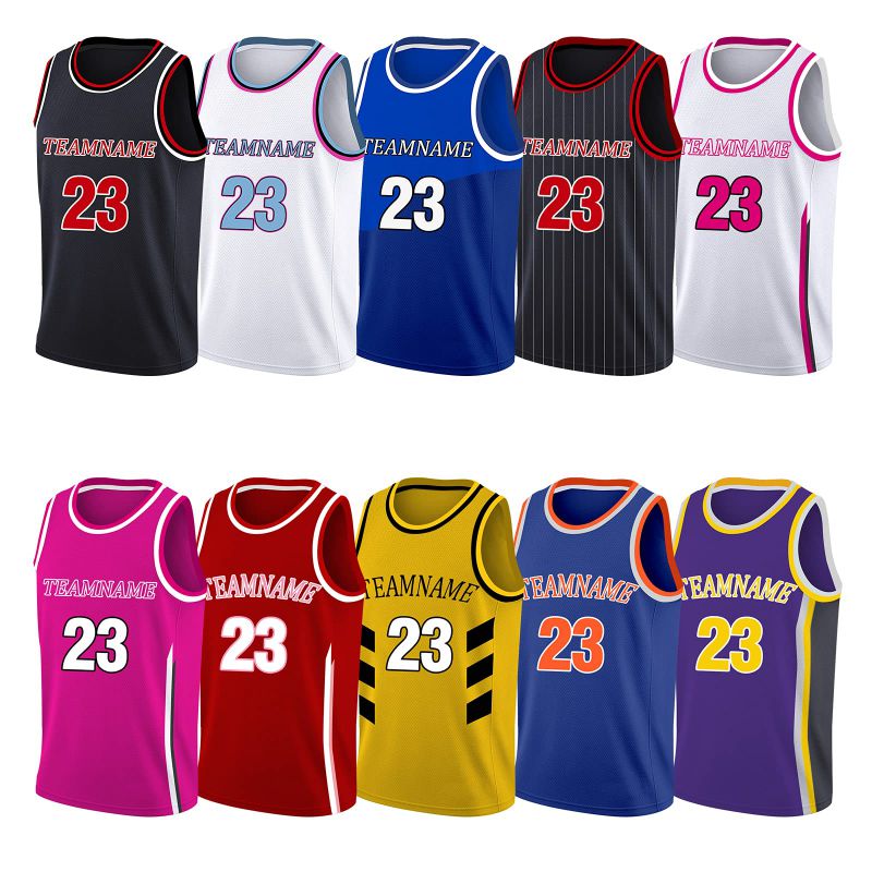 Custom Basketball Jersey Full Sublimation Uniforms Printed Name Number  Breathable School Team Clothes for Men/Youth 