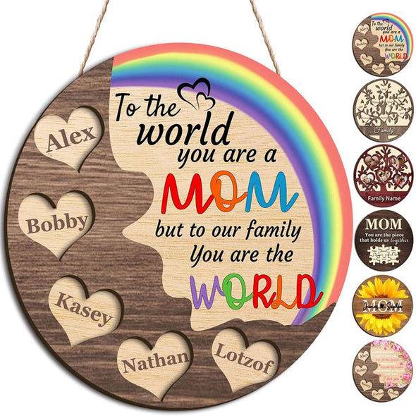 Personalized Wooden Name/Text Signs Custom Wood Family Circle Round Hanging Wall Art