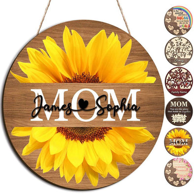 Personalized Wooden Name/Text Signs Custom Wood Family Circle Round Hanging Wall Art