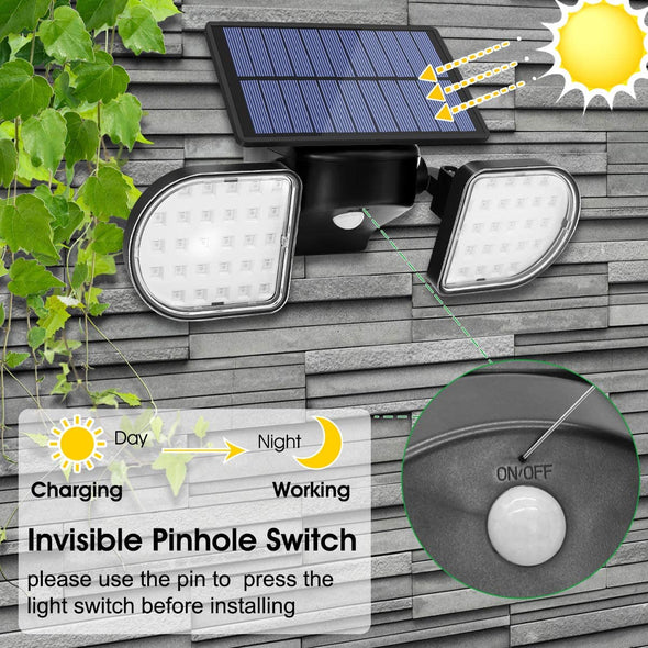 Solar Security Lights Motion Sensor Light Outdoor, Rotatable Dual Head Detected Flood Lights
