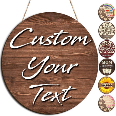 Personalized Wooden Name/Text Signs Custom Wood Family Circle Round Hanging Wall Art