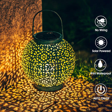 Solar Lanterns Outdoor Hanging Garden Solar Lights Decor Waterproof LED Metal Tabletop Lanterns