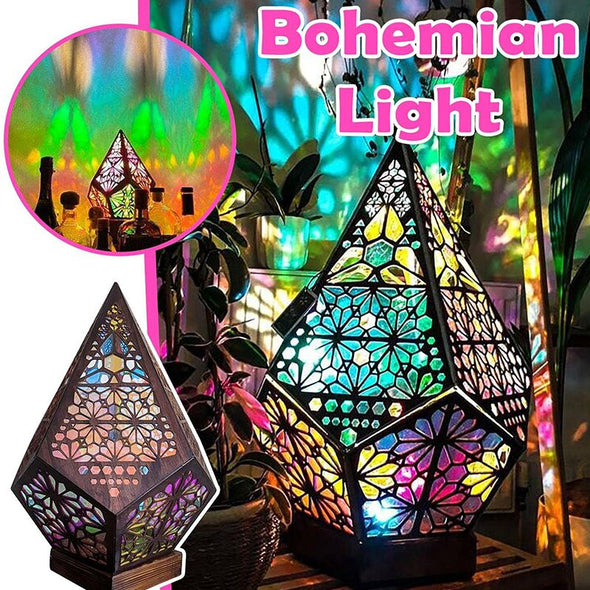 Polar Star Floor Lamp, Battery Powered Bronze Geometric Lamp, Bohemian Decoration Light