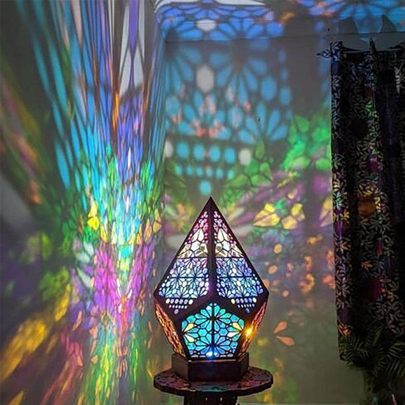 Bohemian Light-Polar Star Floor Lamp,Colorful 3D Projection Night Lamp,Geometric Diamond Lamp Bohemian