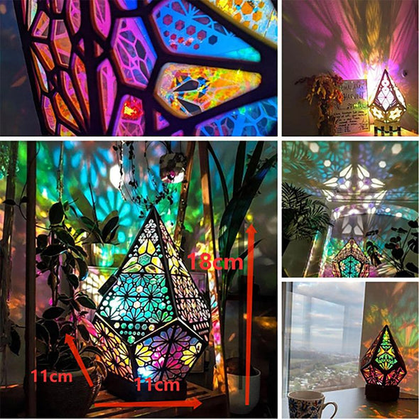 Bohemian Light-Polar Star Floor Lamp,Colorful 3D Projection Night Lamp,Geometric Diamond Lamp Bohemian