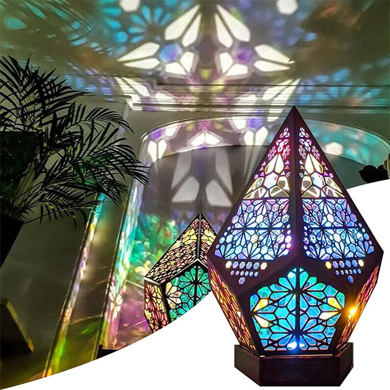 Polar Star Floor Lamp, Battery Powered Bronze Geometric Lamp